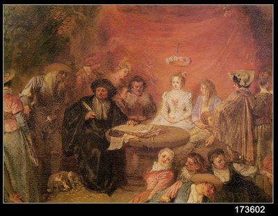 Der Tisch des Brautpaares, Detail aus Der Ehevertrag, ca. 1712-13 (Detail) von Jean Antoine Watteau